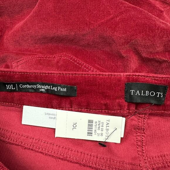 Talbots Pants Womens 10L Red Corduroy Straight High Waist Preppy Career Holiday - Picture 7 of 14